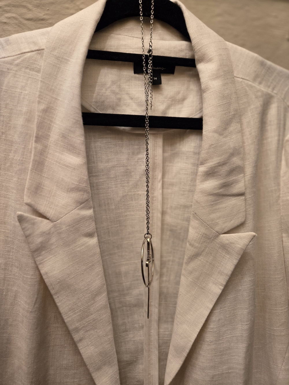 Linen Blend Blazer White Open Front Minimalist Chic Layering Jacket - Picture 7 of 10